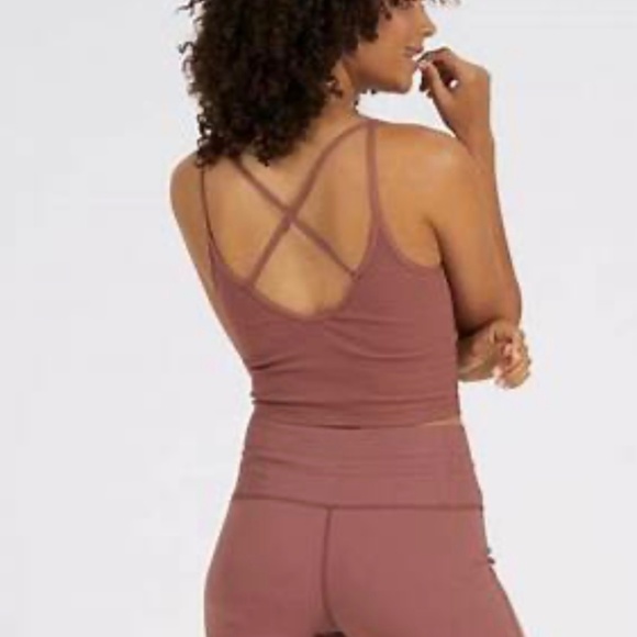 Vuori Rib Crop Top in Terracotta Small - Picture 2 of 4